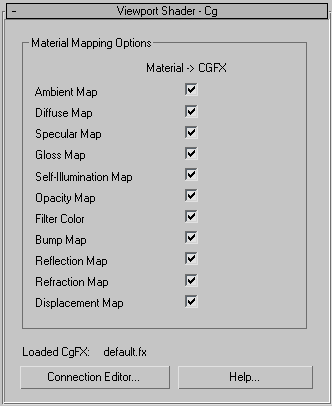 The Cg Viewport Shader roll-out