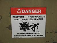 high voltage warning sign
